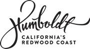 The image shows a logo with the text "Humboldt California's Redwood Coast" written in a cursive and bold font, promoting the region.